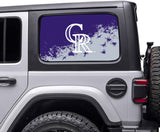 Colorado Rockies MLB Rear Side Quarter Window Vinyl Decal Stickers Fits Jeep Wrangler
