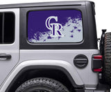Colorado Rockies MLB Rear Side Quarter Window Vinyl Decal Stickers Fits Jeep Wrangler