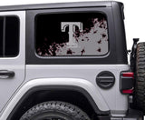 Texas Rangers MLB Rear Side Quarter Window Vinyl Decal Stickers Fits Jeep Wrangler
