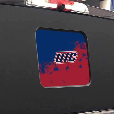 UIC Flames  NCAA Rear Back Middle Window Vinyl Decal Stickers Fits Dodge Ram GMC Chevy Tacoma Ford
