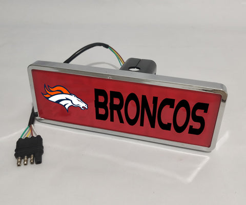 Denver Broncos NFL Rectangular Hitch Cover LED Brake Light for Trailer