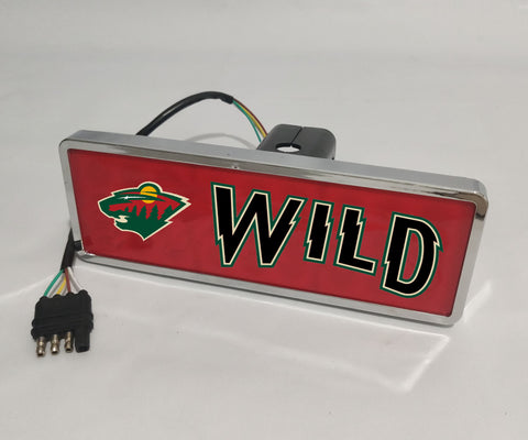 Minnesota Wild NHL Rectangular Hitch Cover LED Brake Light for Trailer