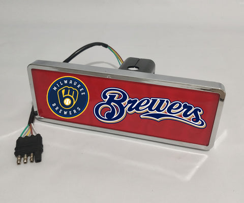 Milwaukee Brewers MLB Rectangular Hitch Cover LED Brake Light for Trailer