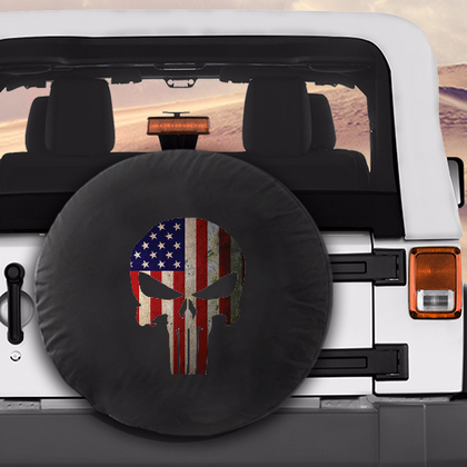 Spare Tire Cover American Skull For Jeep Wrangler SUV