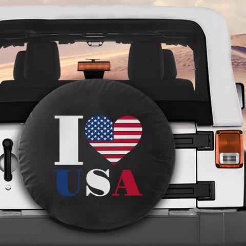 Spare Tire Cover I Love USA For Jeep Wrangler SUV