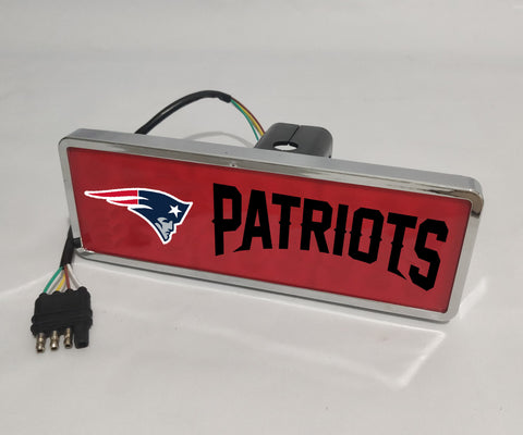 New England Patriots NFL Rectangular Hitch Cover LED Brake Light for Trailer