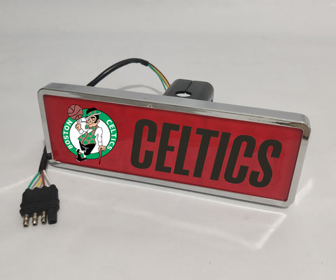 Boston Celtics NBA Rectangular Hitch Cover LED Brake Light for Trailer