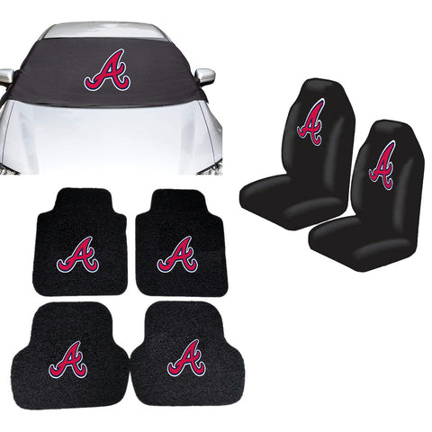 Atlanta Braves MLB Car Front Windshield Cover Seat Cover Floor Mats
