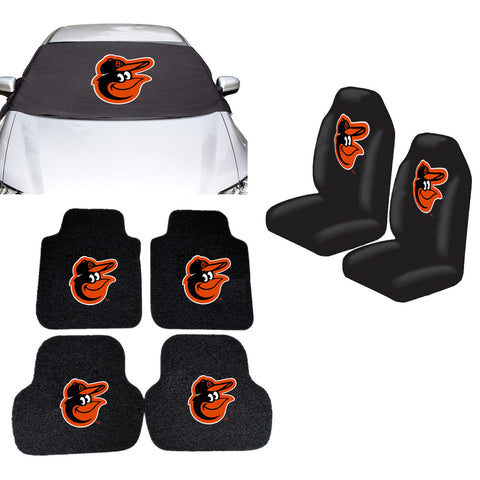 Baltimore Orioles MLB Car Front Windshield Cover Seat Cover Floor Mats