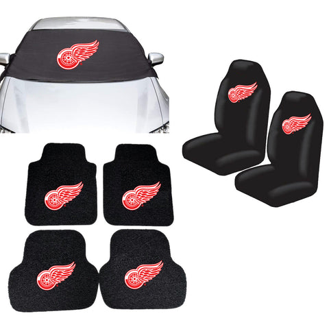 Detroit Red Wings NHL Car Front Windshield Cover Seat Cover Floor Mats