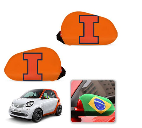 Illinois Fighting Illini NCAAB Car rear view mirror cover-View Elastic